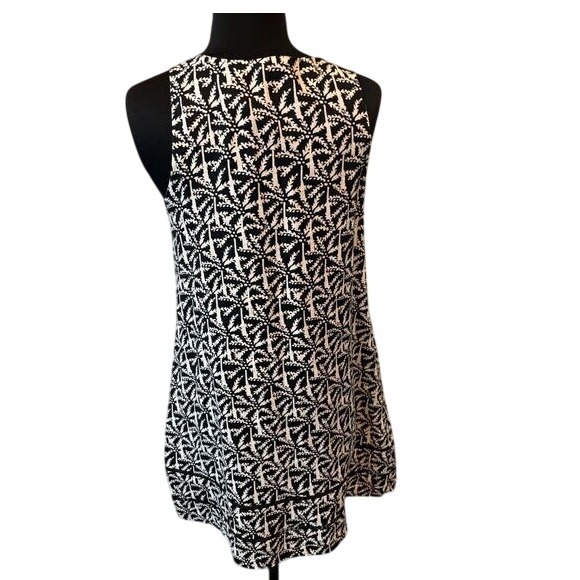 Vineyard Vines Women's Sleeveless Black & White Print‎ A-Line Dress Tiered Hem - Picture 1 of 11